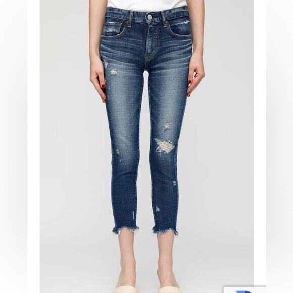 Moussy Vintage Glendele Skinny Leg Distressed Raw Hem Jeans Sz 27 - Picture 1 of 13